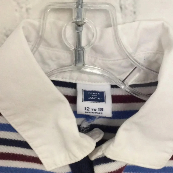 Janie & Jack 12-18M Striped Button Long Sleeve Romper - Picture 6 of 8